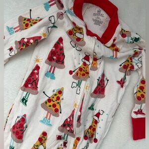 Honest Baby Pizza Christmas print footie